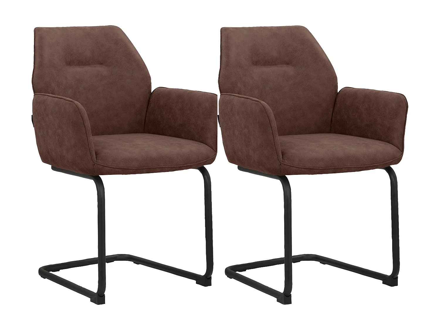 Capri|Lot de 2 chaises de salle à manger en tissu marron