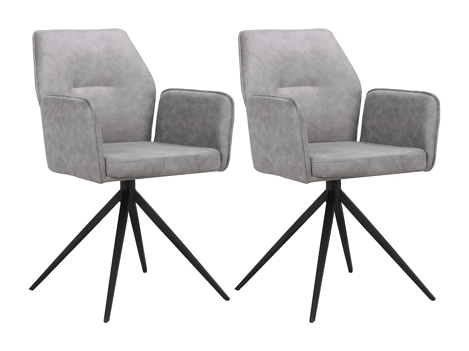 Capo|Lot de 2 chaises de salle à manger en tissu gris