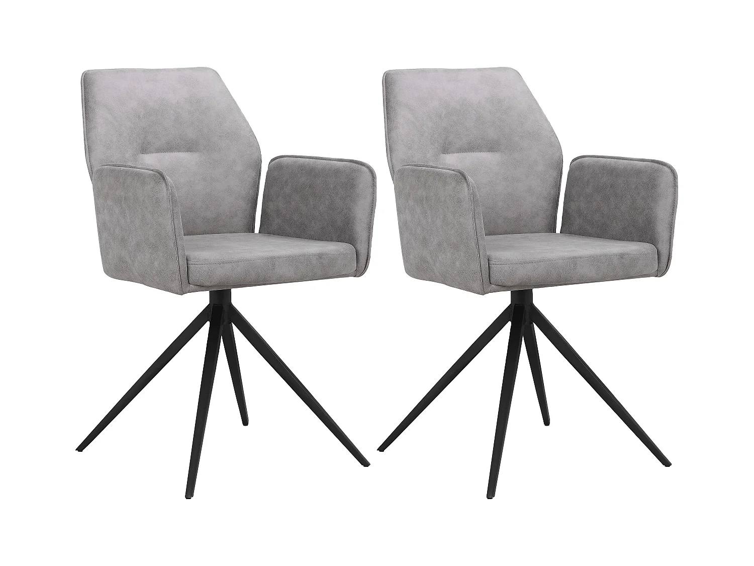 Capo|Lot de 2 chaises de salle à manger en tissu gris