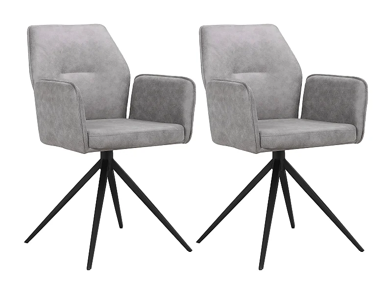 Capo|Lot de 2 chaises de salle à manger en tissu gris