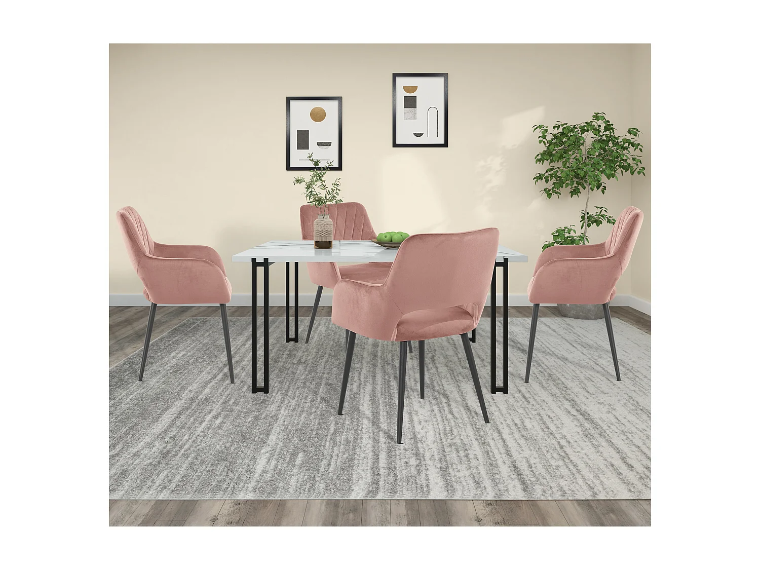 Franca|Chaise de salle à manger 2 PK Rose