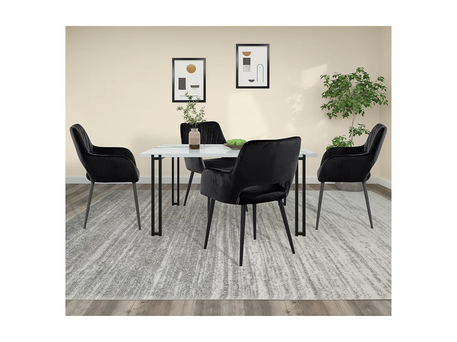 Franca | Chaise de salle à manger 2 PK Noir