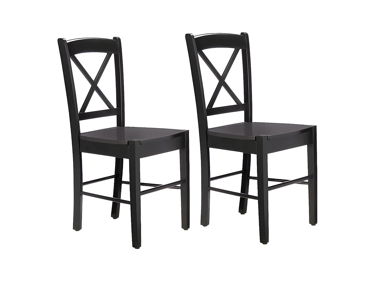 Trend|Lot de 2 chaises de salle à manger en pin noir