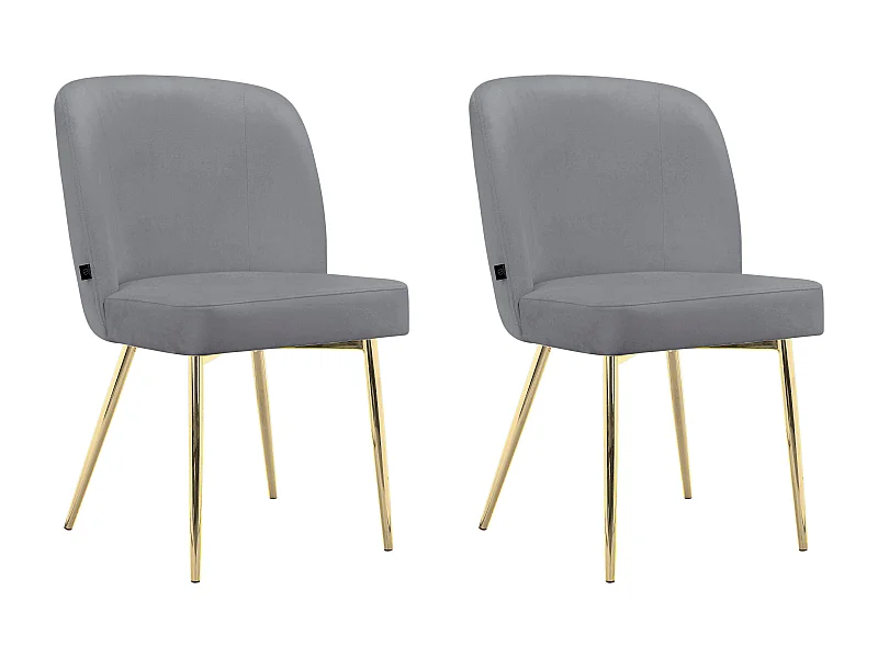 Nagano|Lot de 2 chaises de salle à manger en velours gris