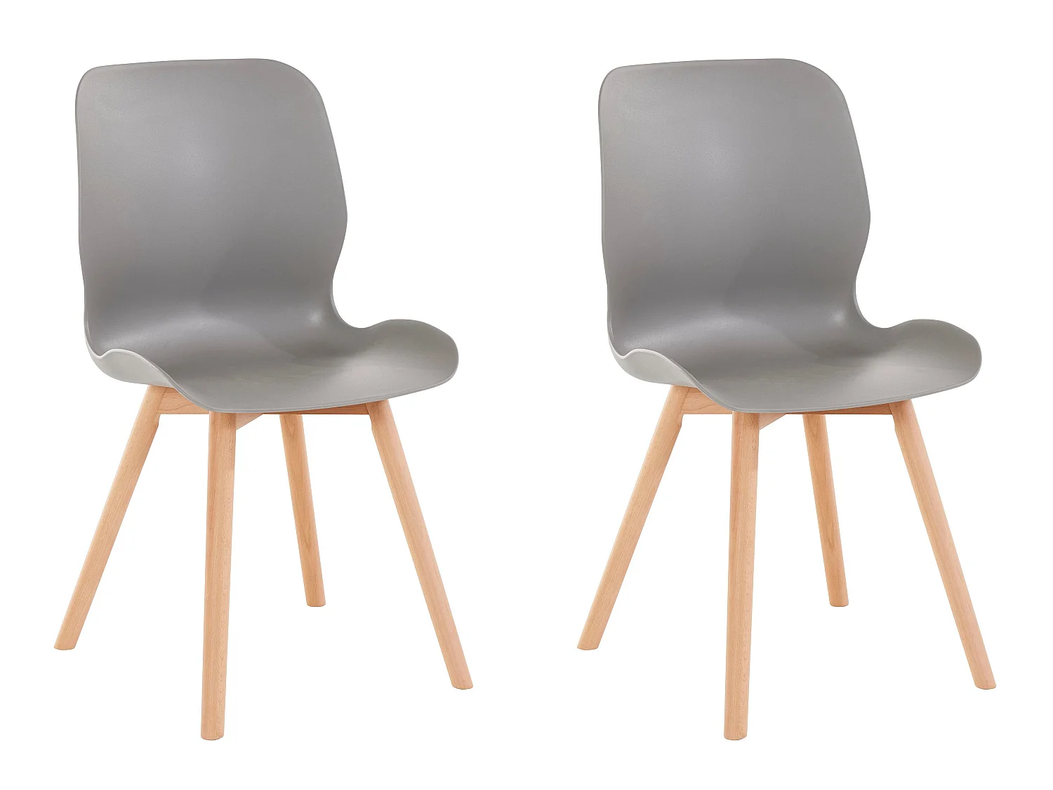 Lance|Lot de 2 chaises de salle à manger en plastique gris clair