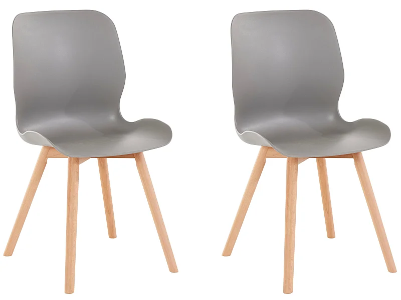 Lance|Lot de 2 chaises de salle à manger en plastique gris clair