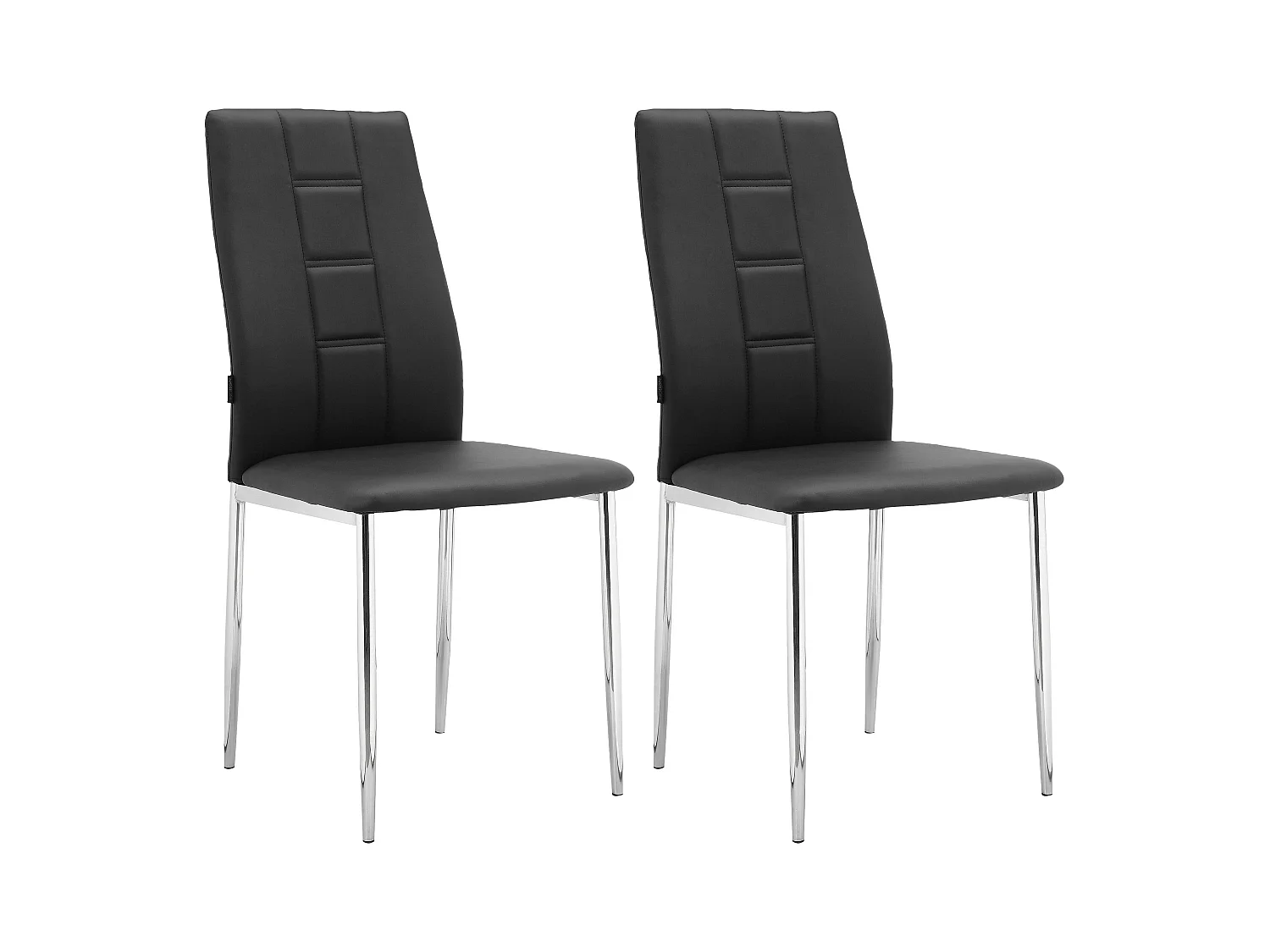 Edita|Chaise de salle à manger 2 PK Noir Chrome