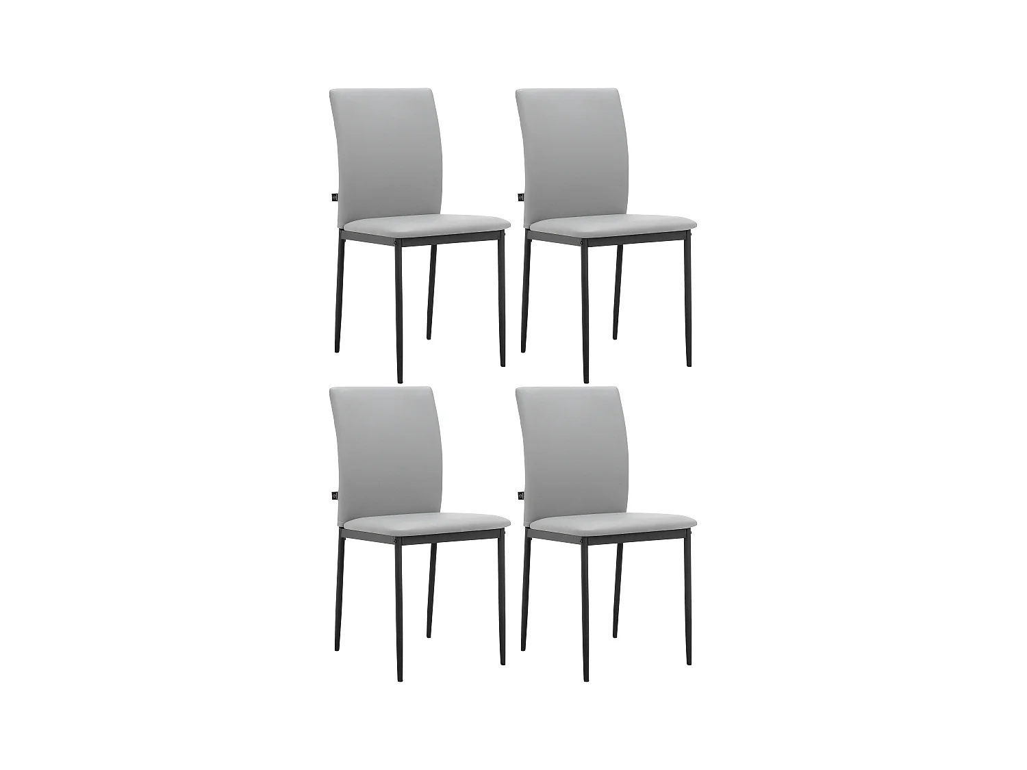 Pavia|Chaise de salle à manger 4 Pack en PU Gris clair