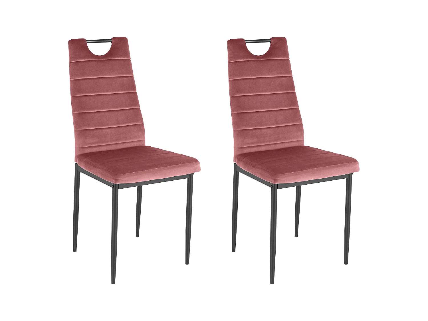 Mandy|Lot de 2 chaises de salle à manger en velours rose
