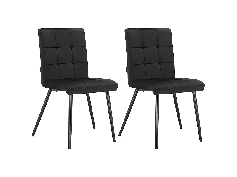 Sima|Lot de 2 chaises de salle à manger en tissu noir