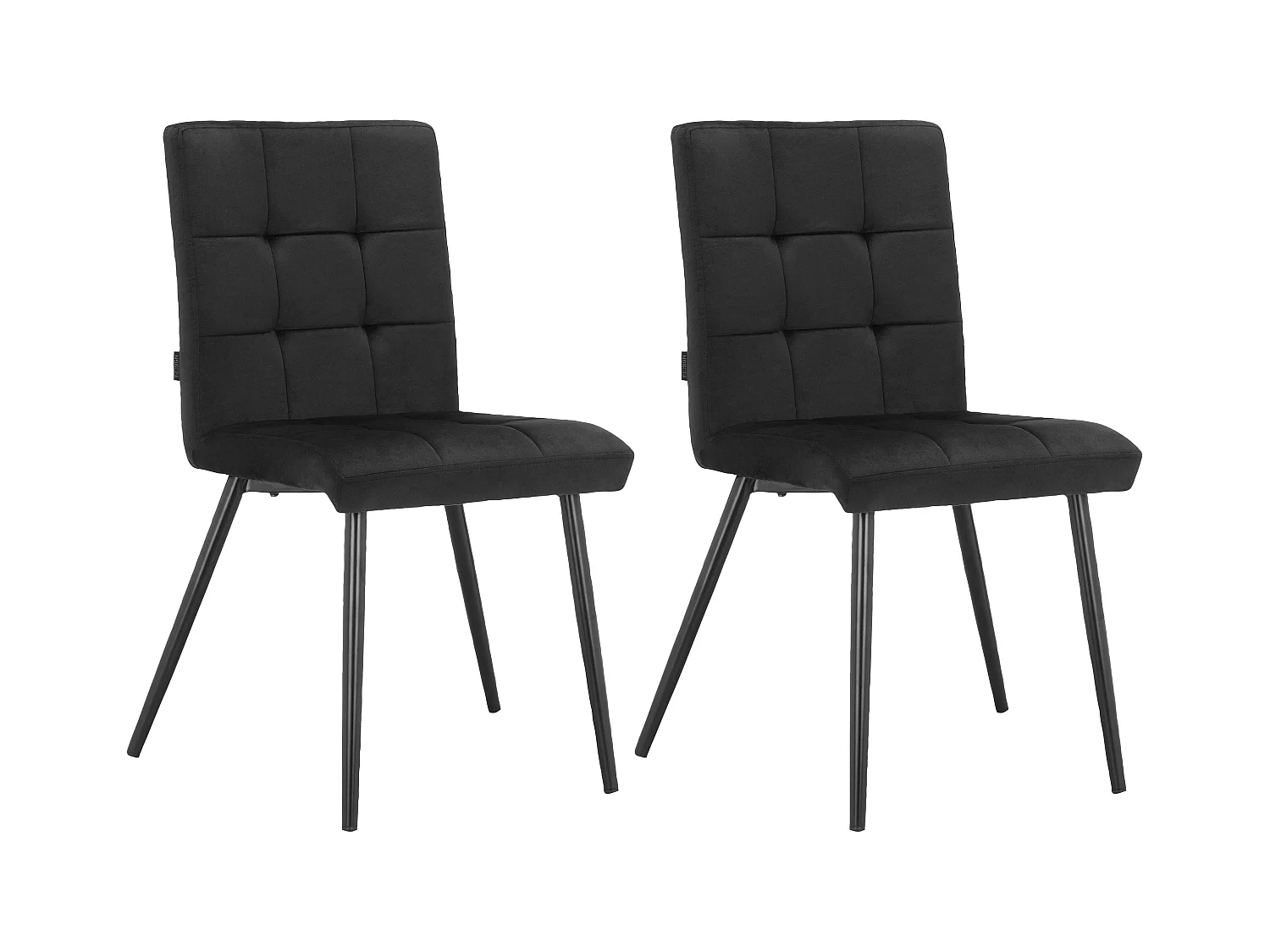 Sima|Lot de 2 chaises de salle à manger en tissu noir