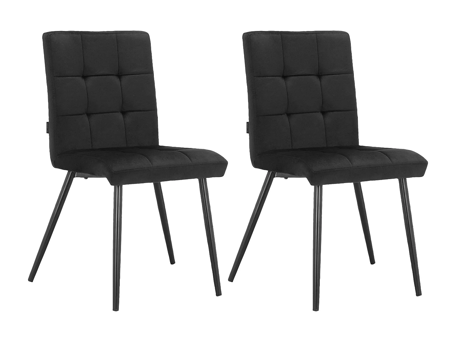 Sima|Lot de 2 chaises de salle à manger en tissu noir