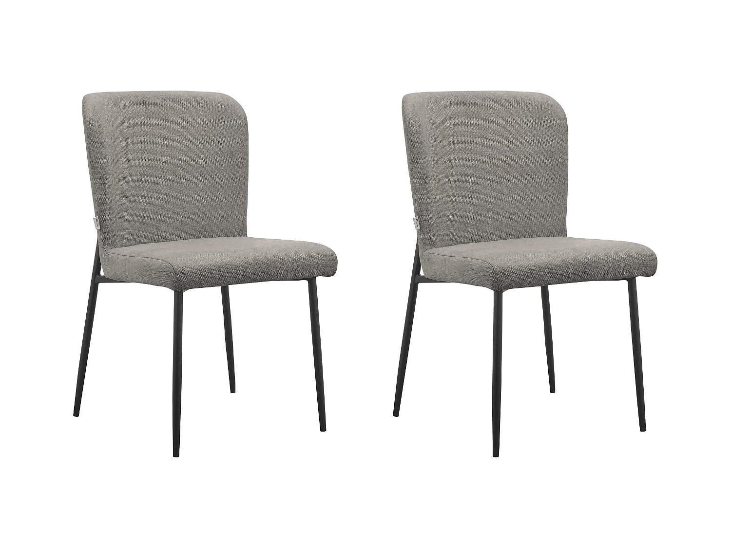 Oita|Lot de 2 chaises de salle à manger en tissu gris