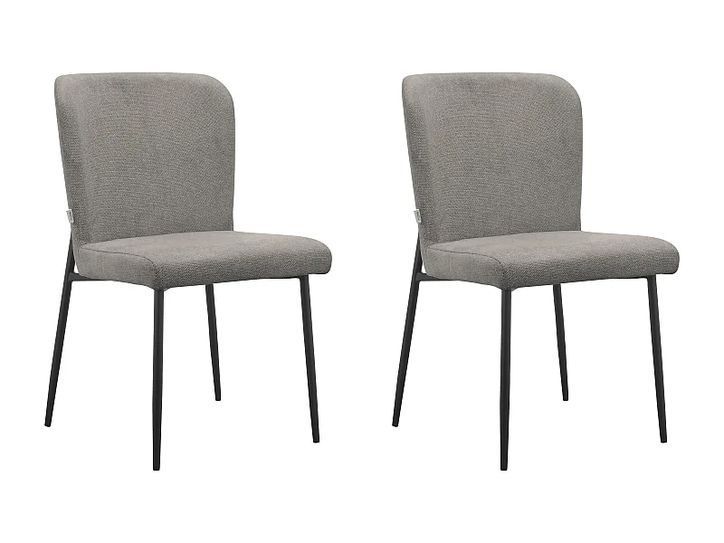 Oita|Lot de 2 chaises de salle à manger en tissu gris