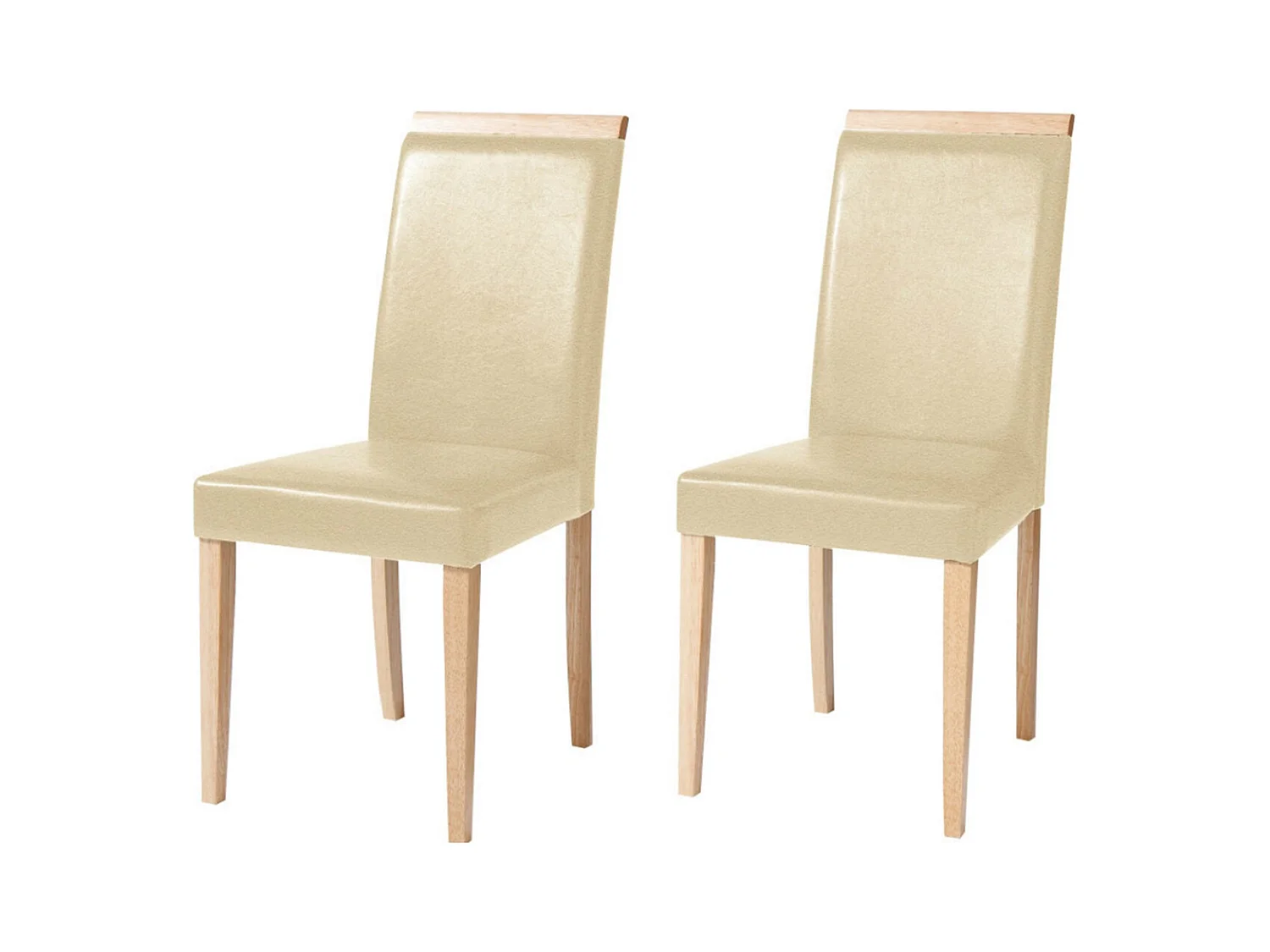 Genova|Lot de 2 chaises de salle à manger en PU crème nature