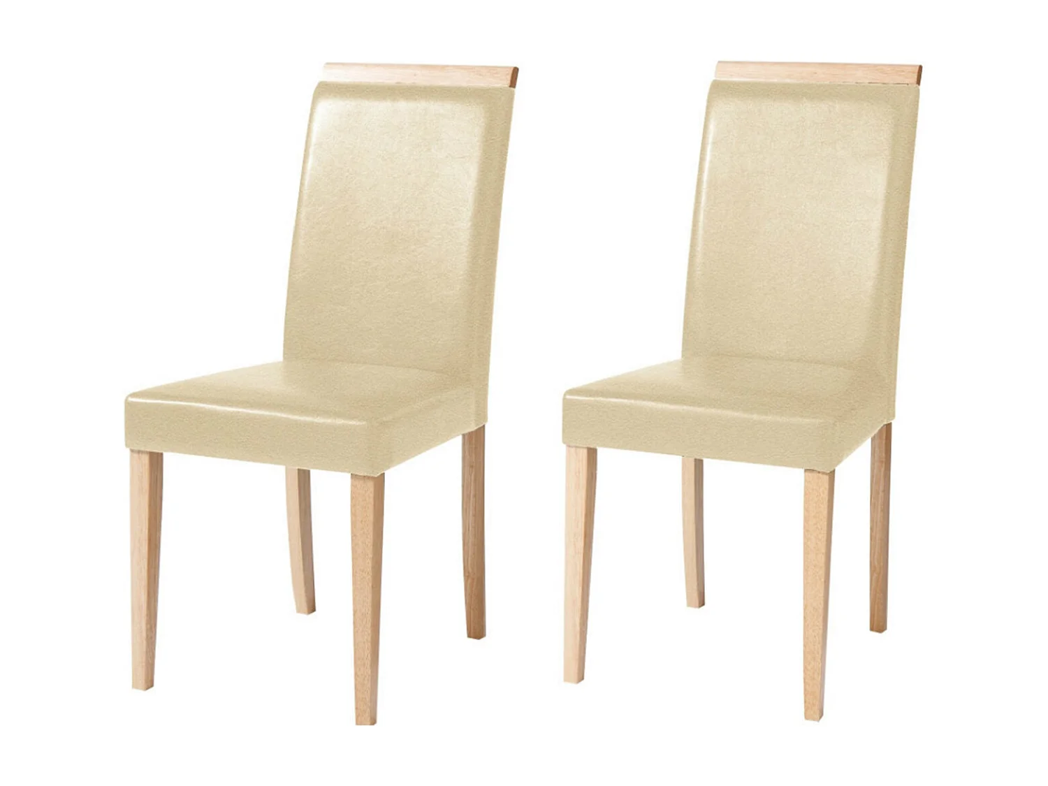 Genova|Lot de 2 chaises de salle à manger en PU crème nature