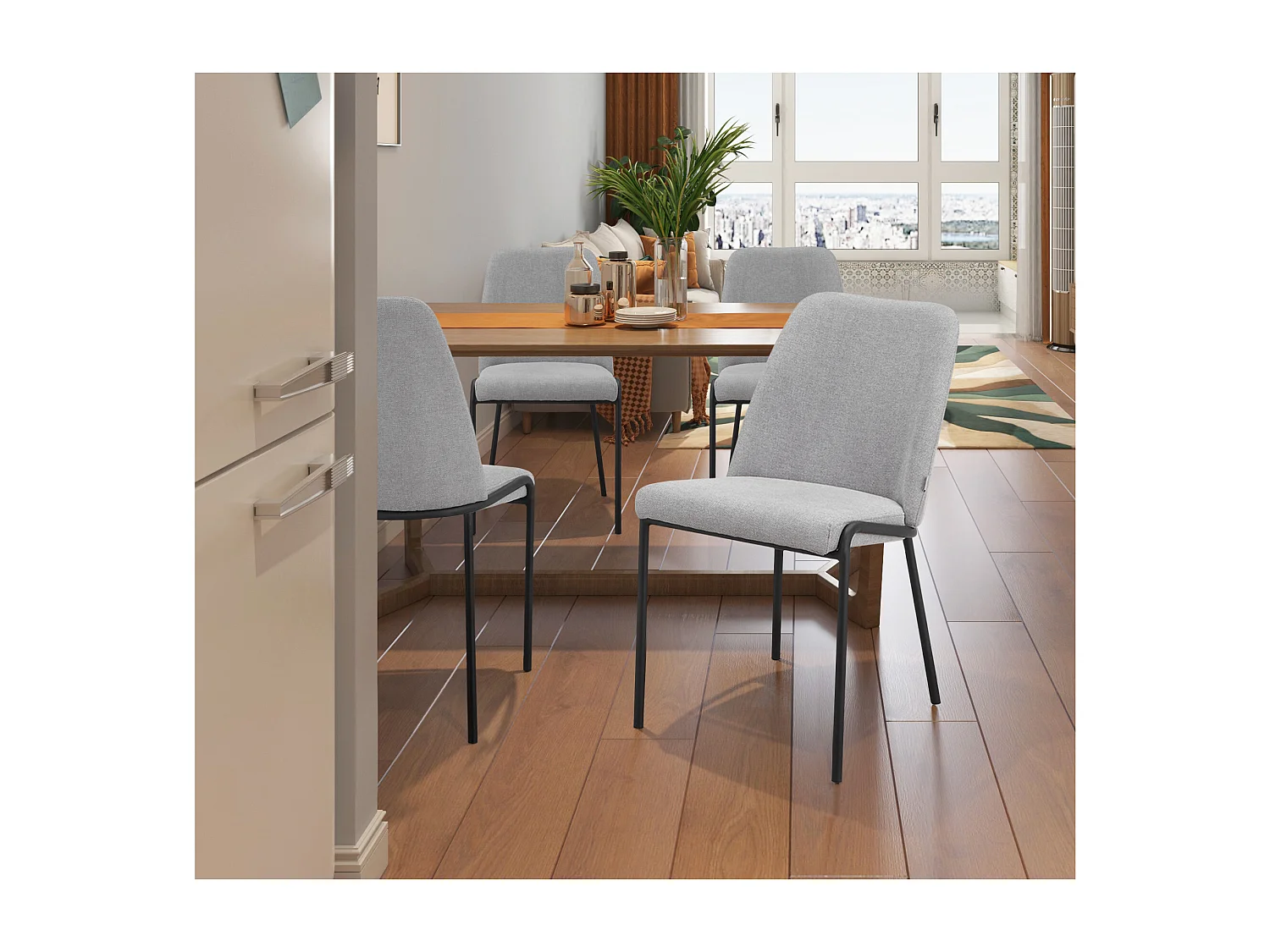 Joelle | Chaise de salle à manger 2 Pack Gris Noir Métal