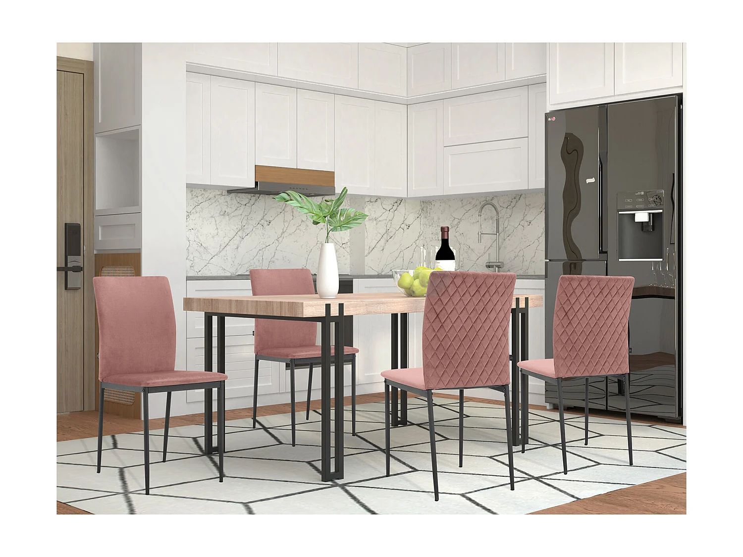 Pavia|Chaise de salle à manger 4 PK Rose