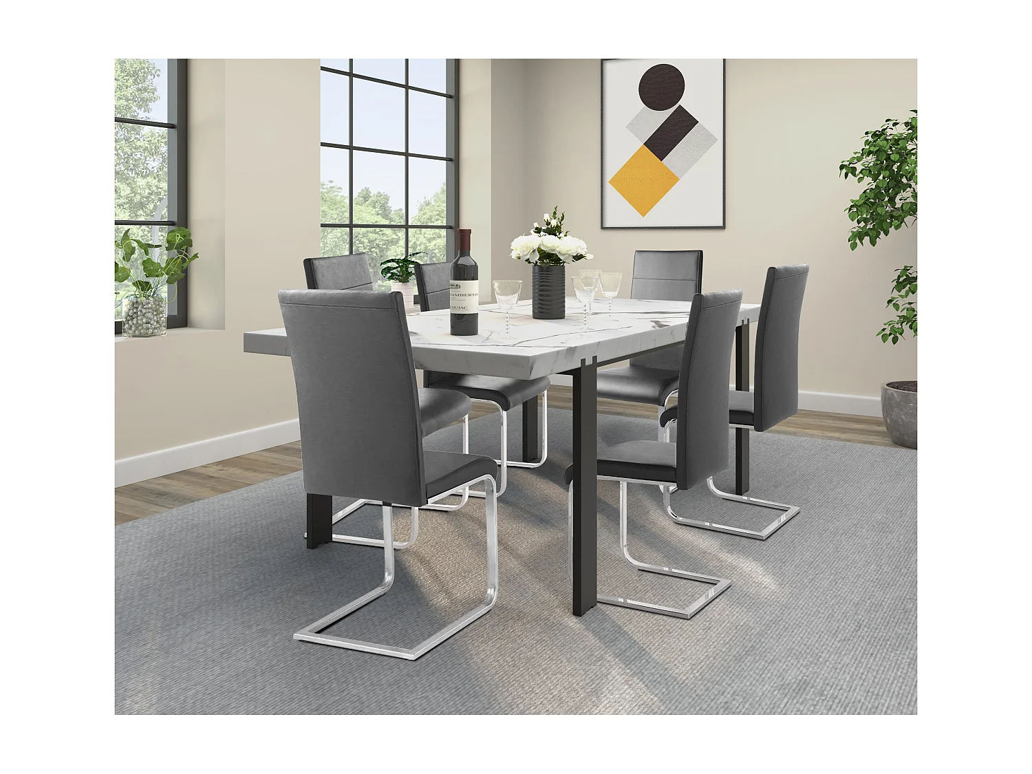 Josy | Chaise 2 Pack en métal Noir