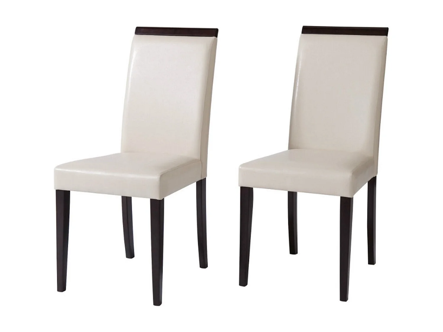 Genova|Lot de 2 chaises de salle à manger en PU marron foncé