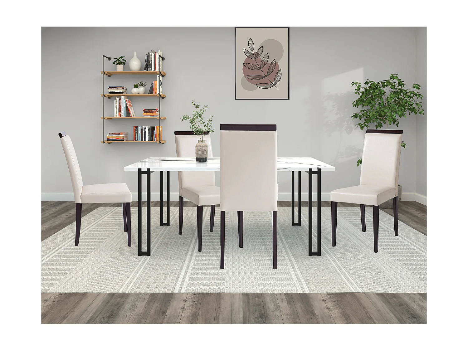 Genova|Lot de 2 chaises de salle à manger en PU marron foncé