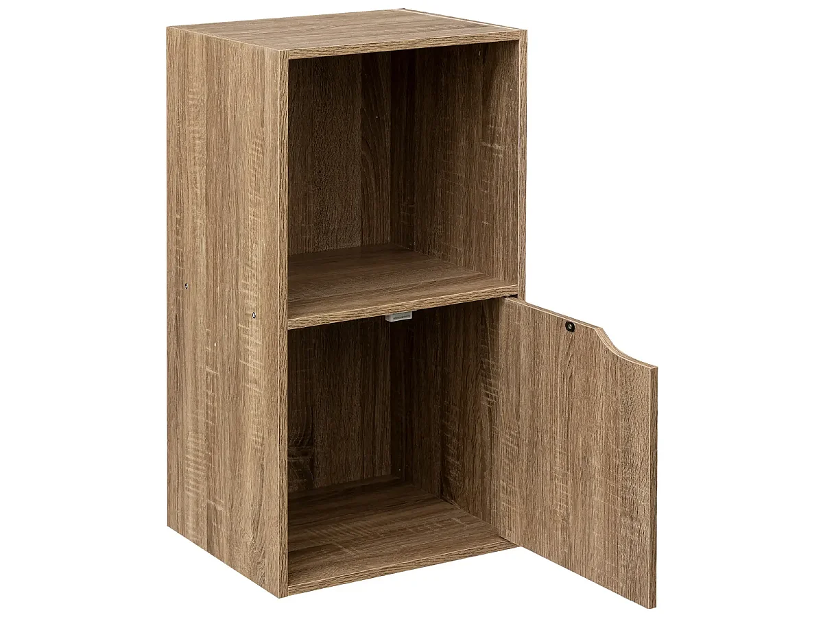 Meuble de rangement en MDF imitation bois coloris chêne - L. 34.4 x P. 32 x H. 67.6 cm
