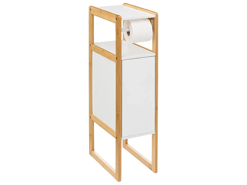 Dérouleur papier toilette avec réserve en panneau de particules coloris blanc/naturel