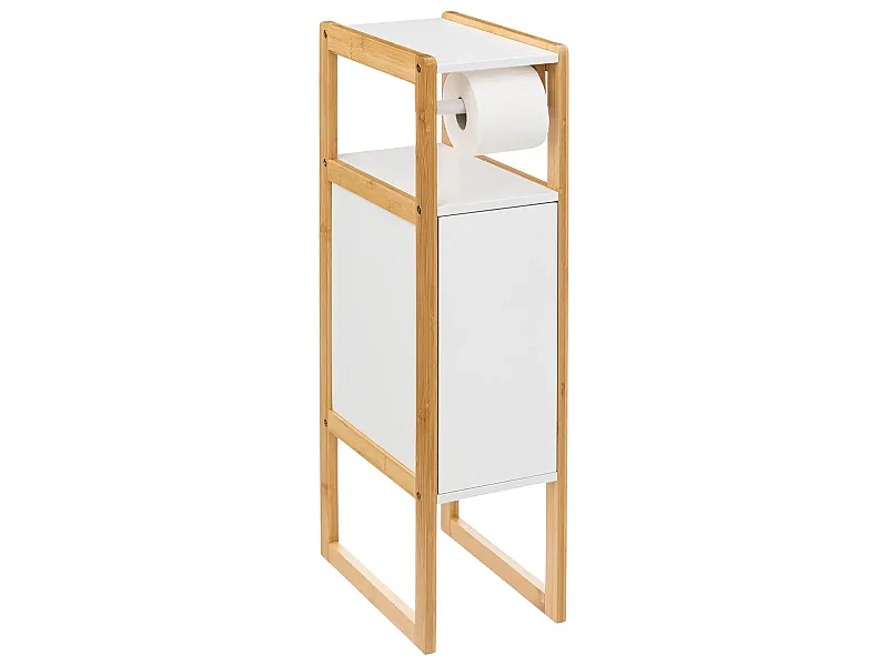 Dérouleur papier toilette avec réserve en panneau de particules coloris blanc/naturel