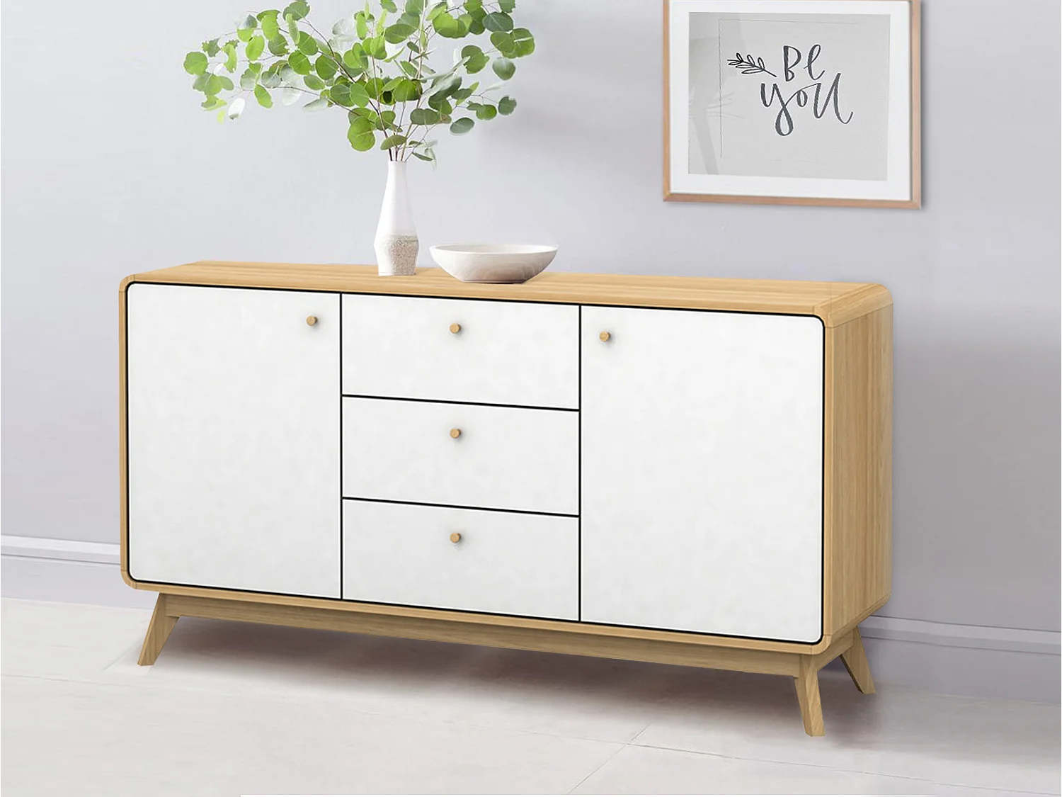 Credenza in rovere bianco