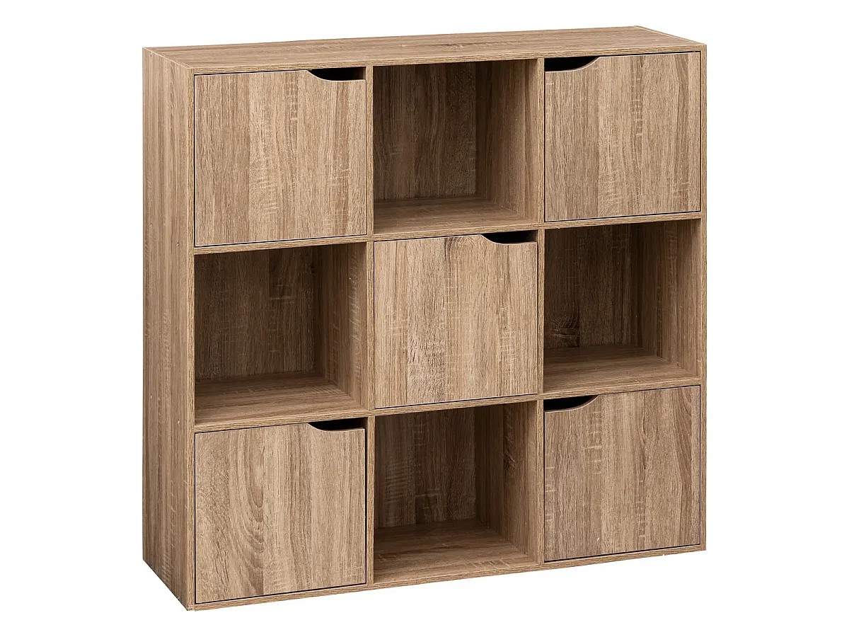 Meuble de rangement en MDF imitation bois coloris chêne - L. 100.5 x P. 32 x H. 100.5 cm