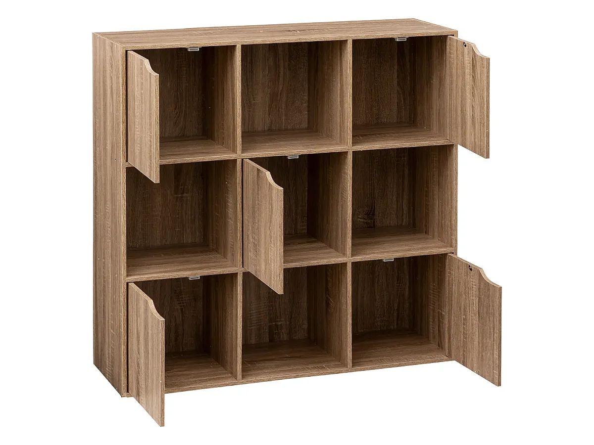 Meuble de rangement en MDF imitation bois coloris chêne - L. 100.5 x P. 32 x H. 100.5 cm