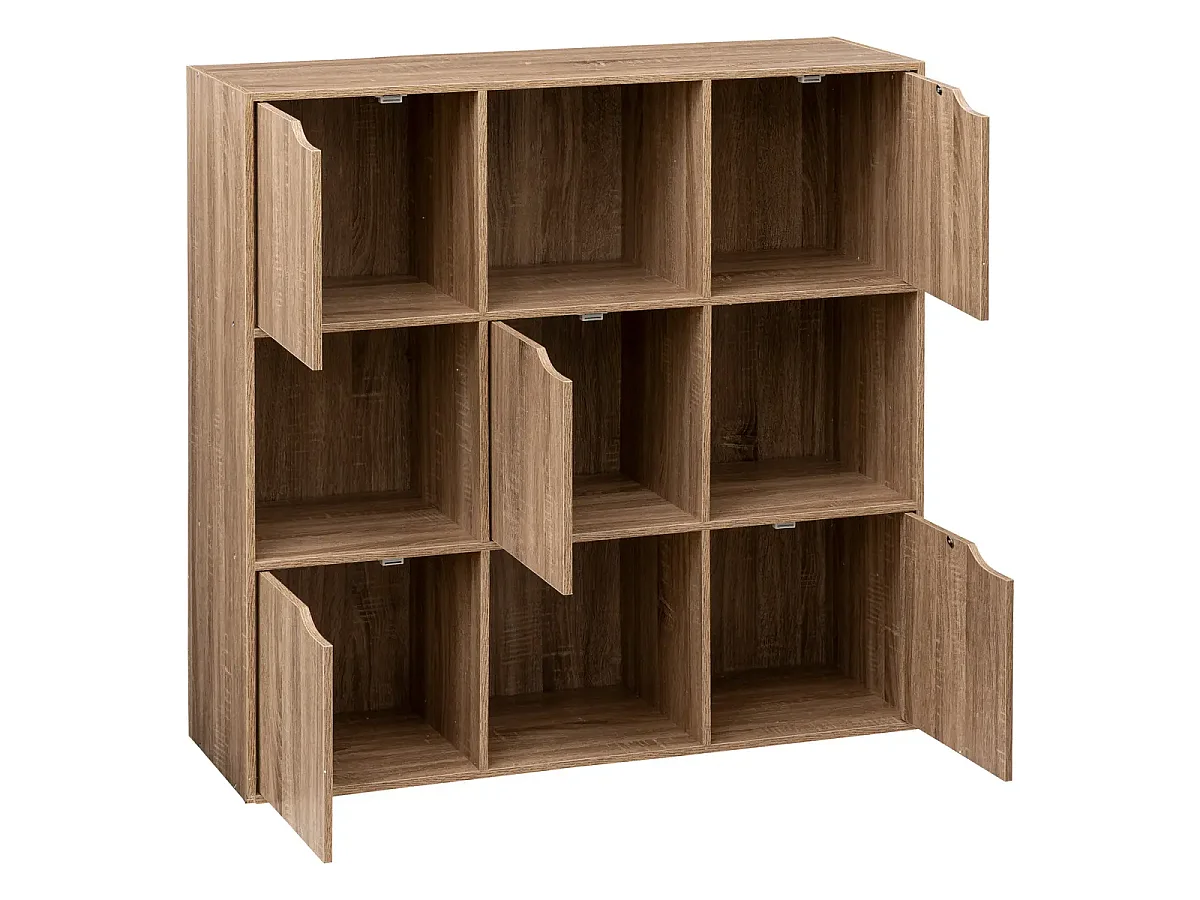 Meuble de rangement en MDF imitation bois coloris chêne - L. 100.5 x P. 32 x H. 100.5 cm