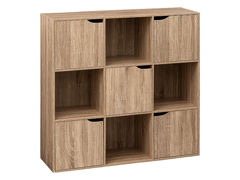 Meuble de rangement en MDF imitation bois coloris chêne - L. 100.5 x P. 32 x H. 100.5 cm