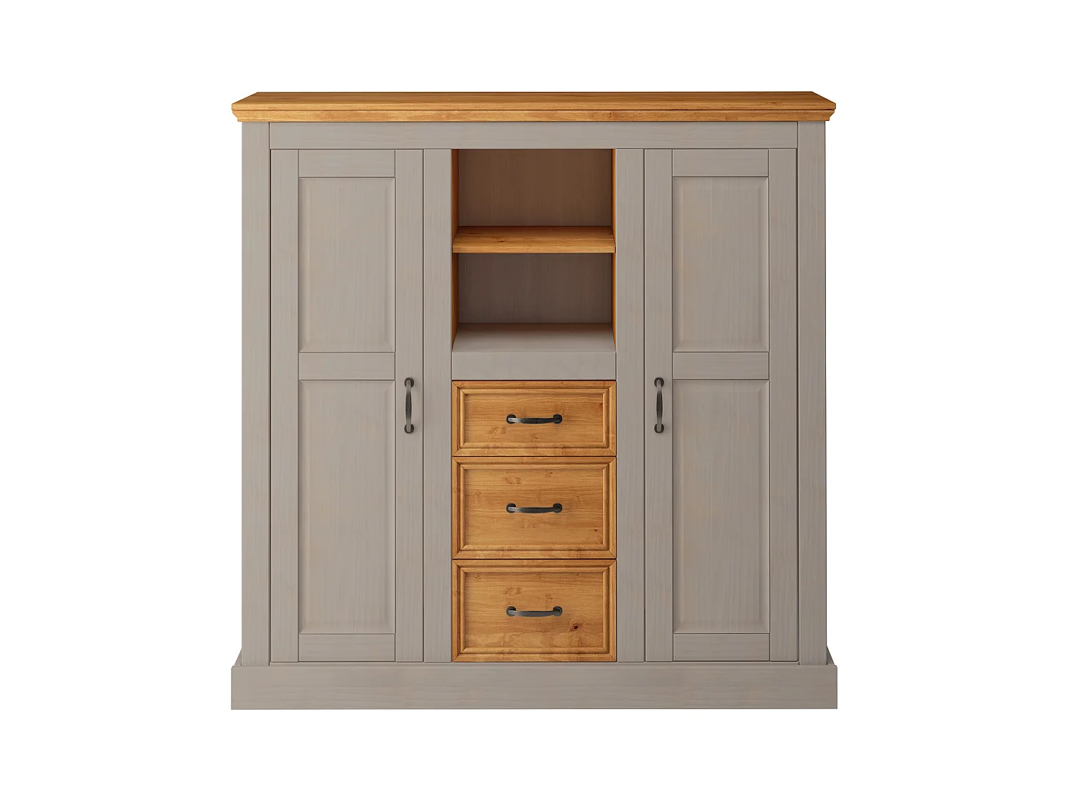 Selma|Buffet 2 portes 3 tiroirs gris