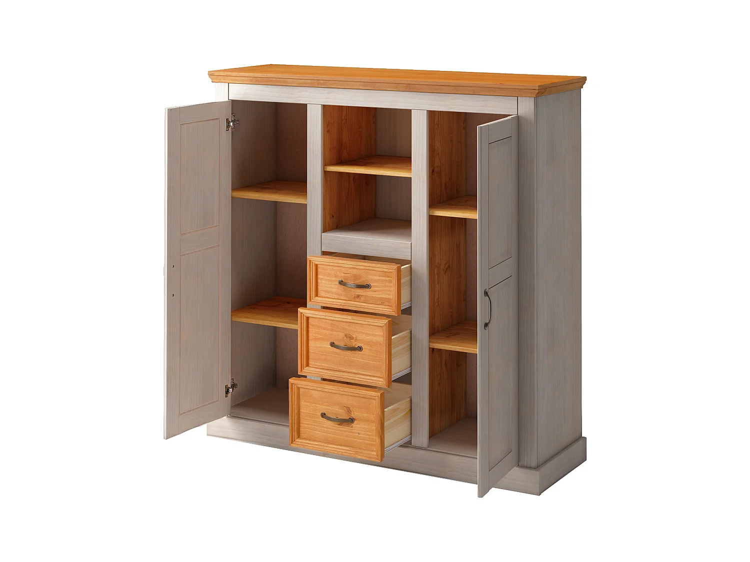 Selma|Buffet 2 portes 3 tiroirs gris