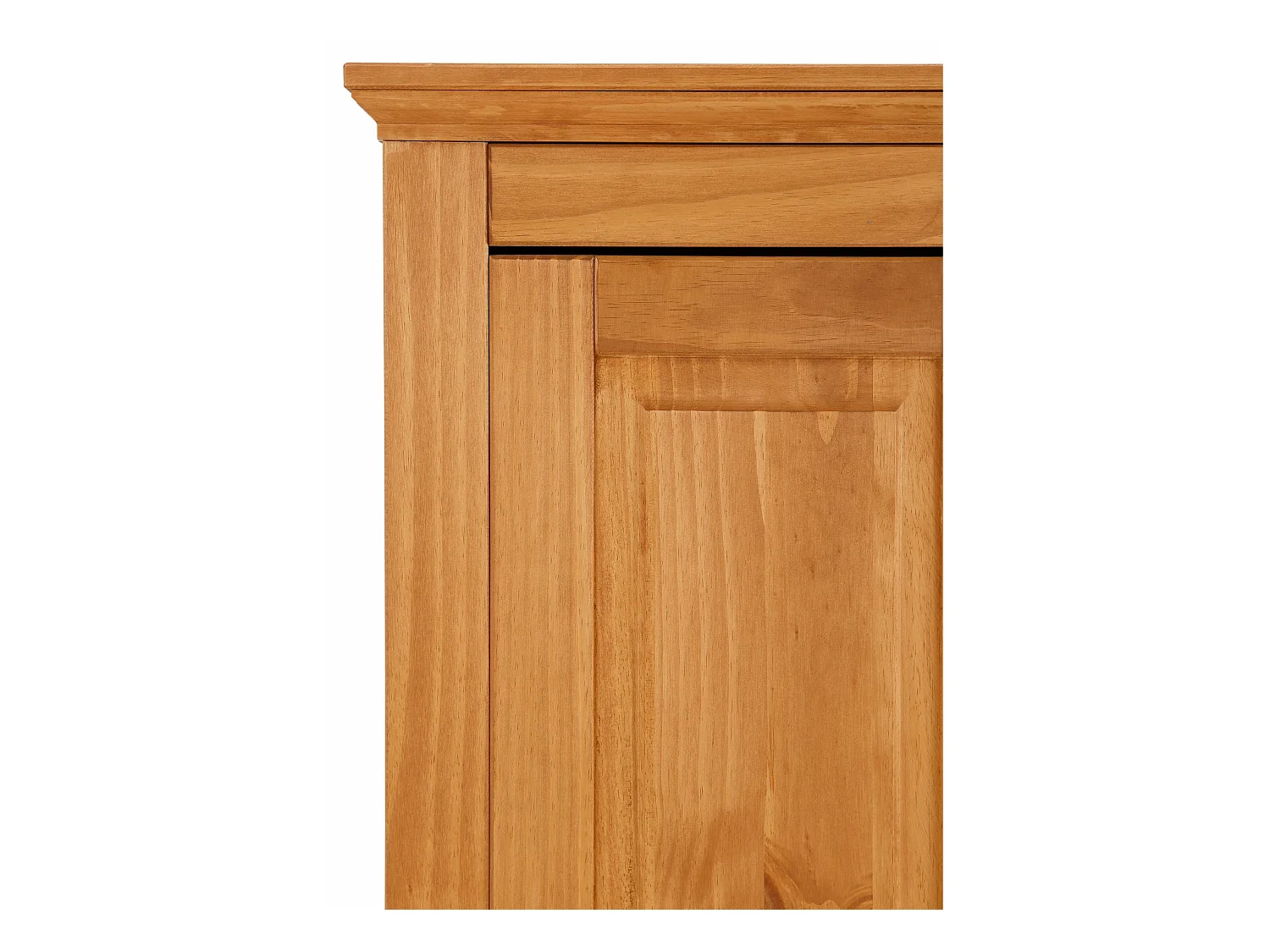 Selma|Armoire avec 2 portes vitrées et 3 tiroirs en pin naturel