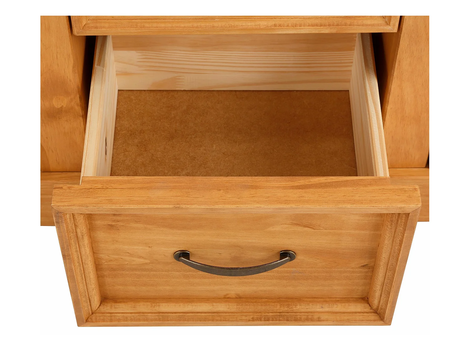 Selma|Armoire avec 2 portes vitrées et 3 tiroirs en pin naturel