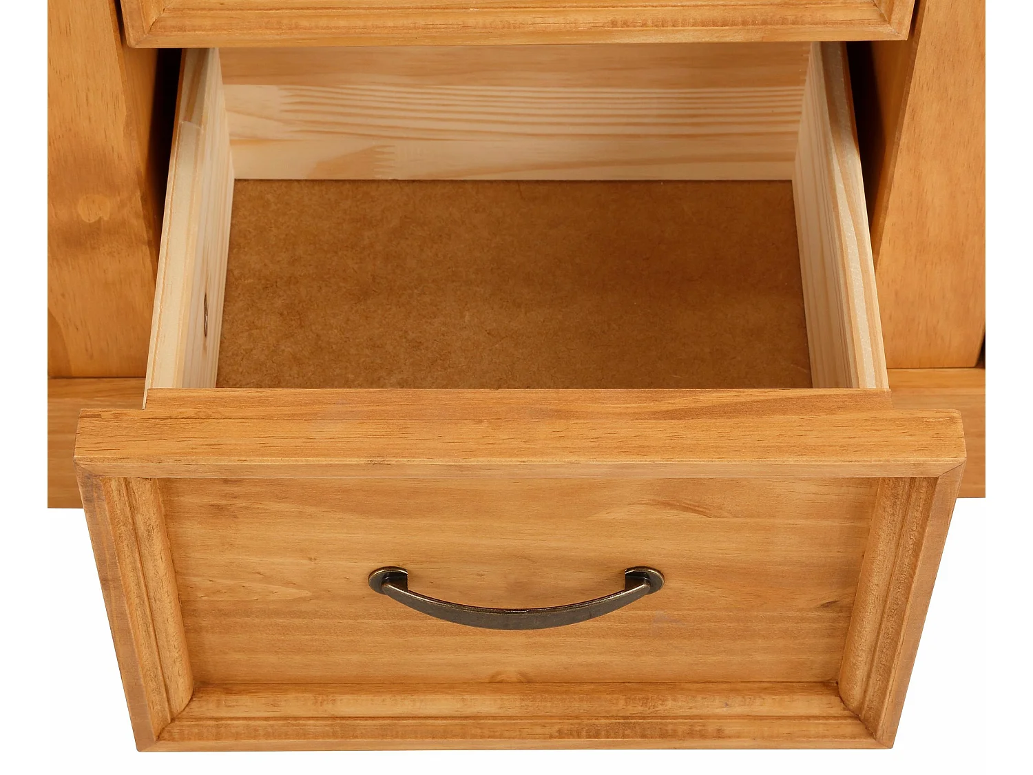 Selma|Armoire avec 2 portes vitrées et 3 tiroirs en pin naturel