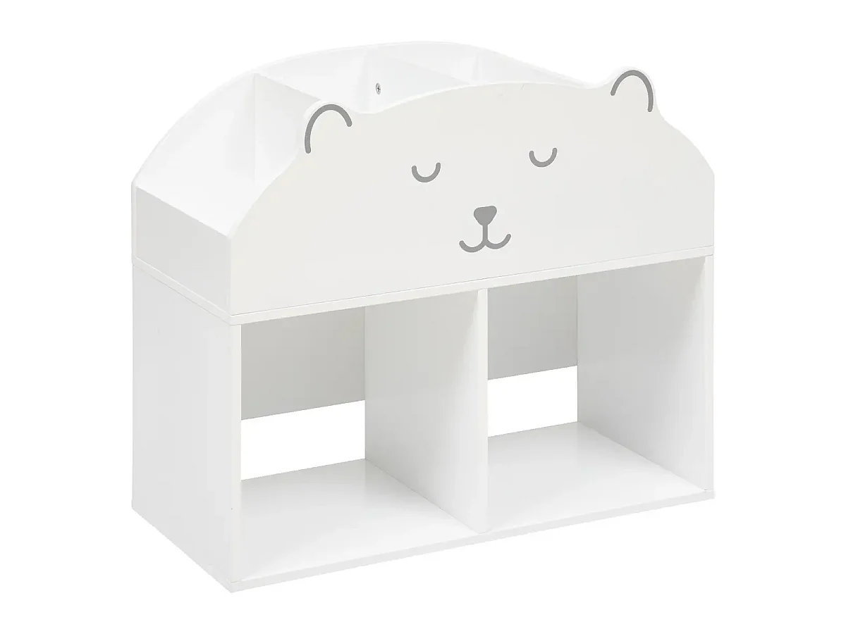 Meuble de rangement Ourson pour enfant, bibliothèque enfant blanche en MDF