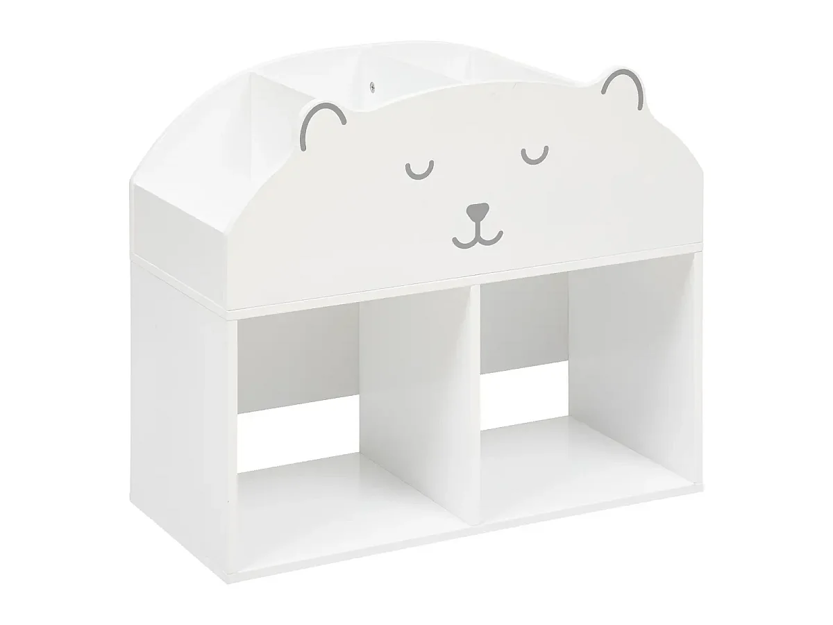 Meuble de rangement Ourson pour enfant, bibliothèque enfant blanche en MDF