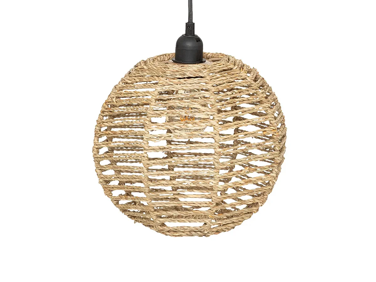 Lot de 2 lampe suspendue, suspension luminaire en osier/métal coloris naturel