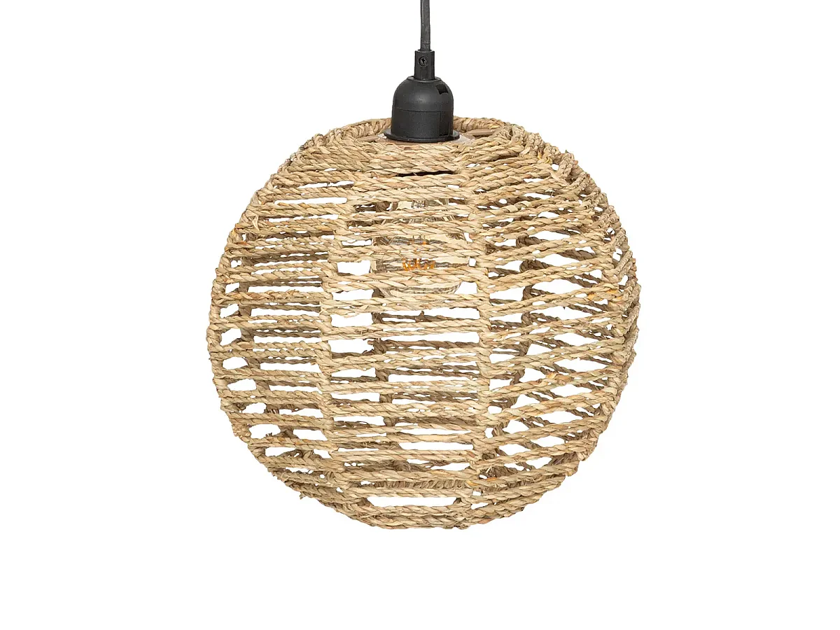 Lot de 2 lampe suspendue, suspension luminaire en osier/métal coloris naturel