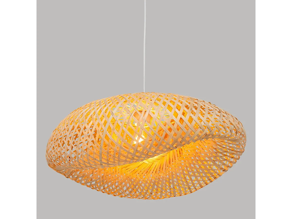 Lampe suspendue, suspension luminaire en bambou/métal coloris naturel