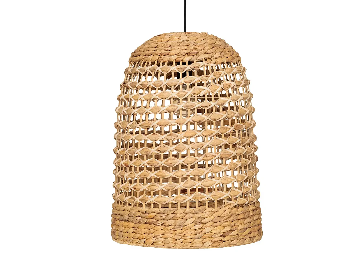 Lampe suspendue, suspension luminaire en jacinthe/métal coloris naturel - D. 37 x H. 50 cm