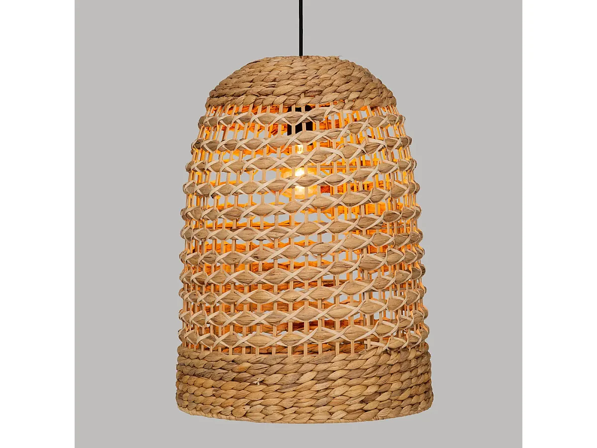 Lampe suspendue, suspension luminaire en jacinthe/métal coloris naturel - D. 37 x H. 50 cm