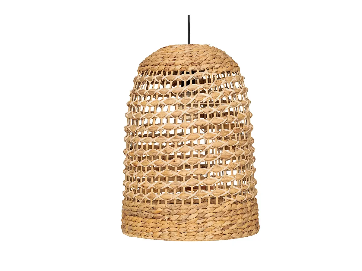 Lampe suspendue, suspension luminaire en jacinthe/métal coloris naturel - D. 37 x H. 50 cm