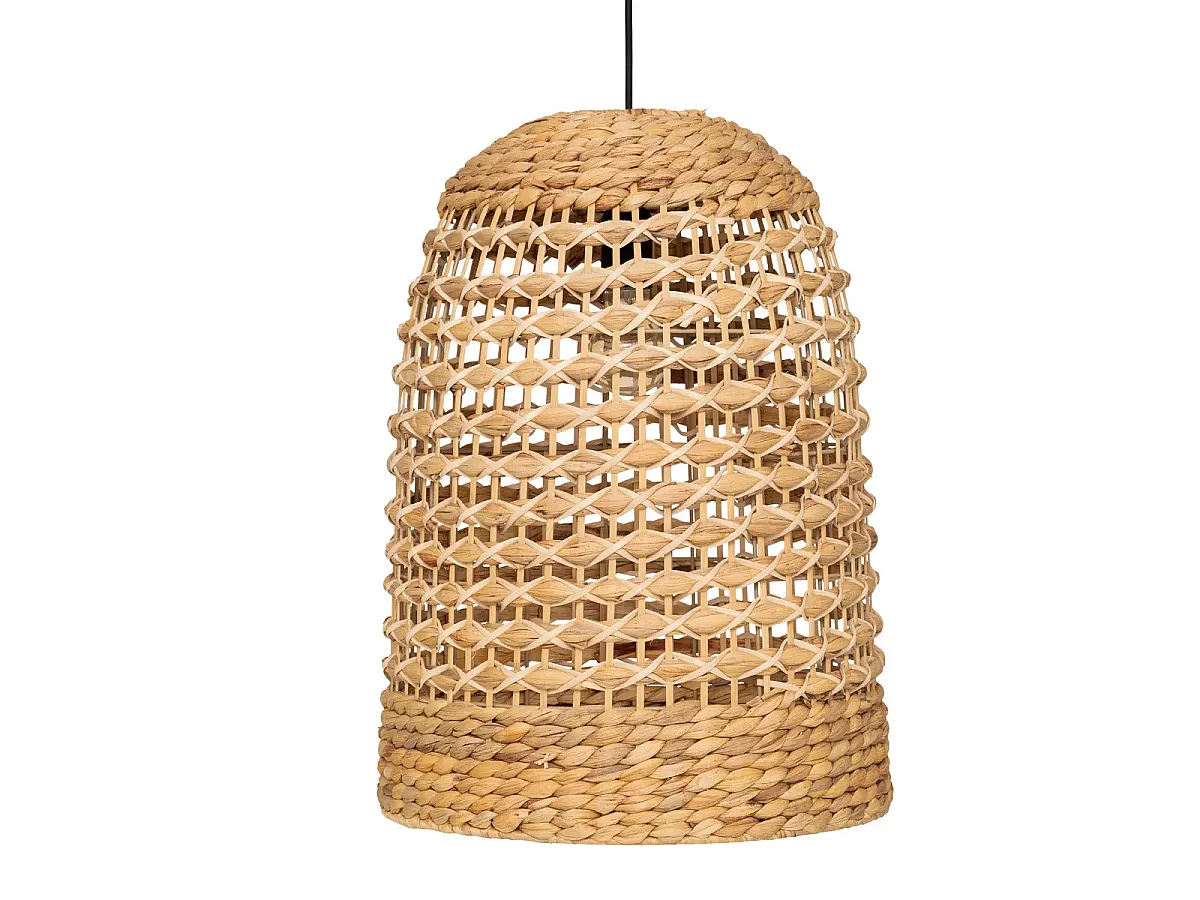 Lampe suspendue, suspension luminaire en jacinthe/métal coloris naturel - D. 37 x H. 50 cm