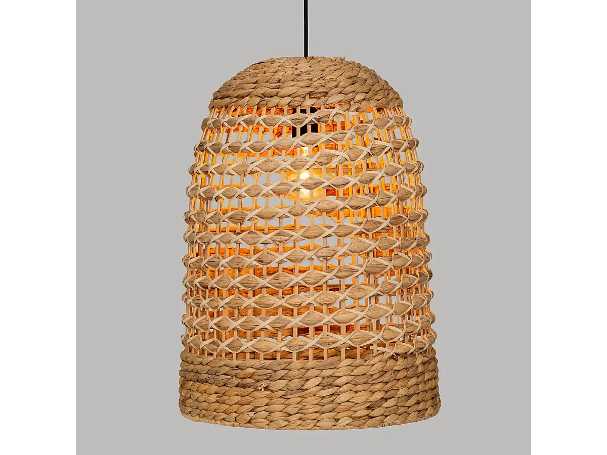 Lampe suspendue, suspension luminaire en jacinthe/métal coloris naturel - D. 37 x H. 50 cm