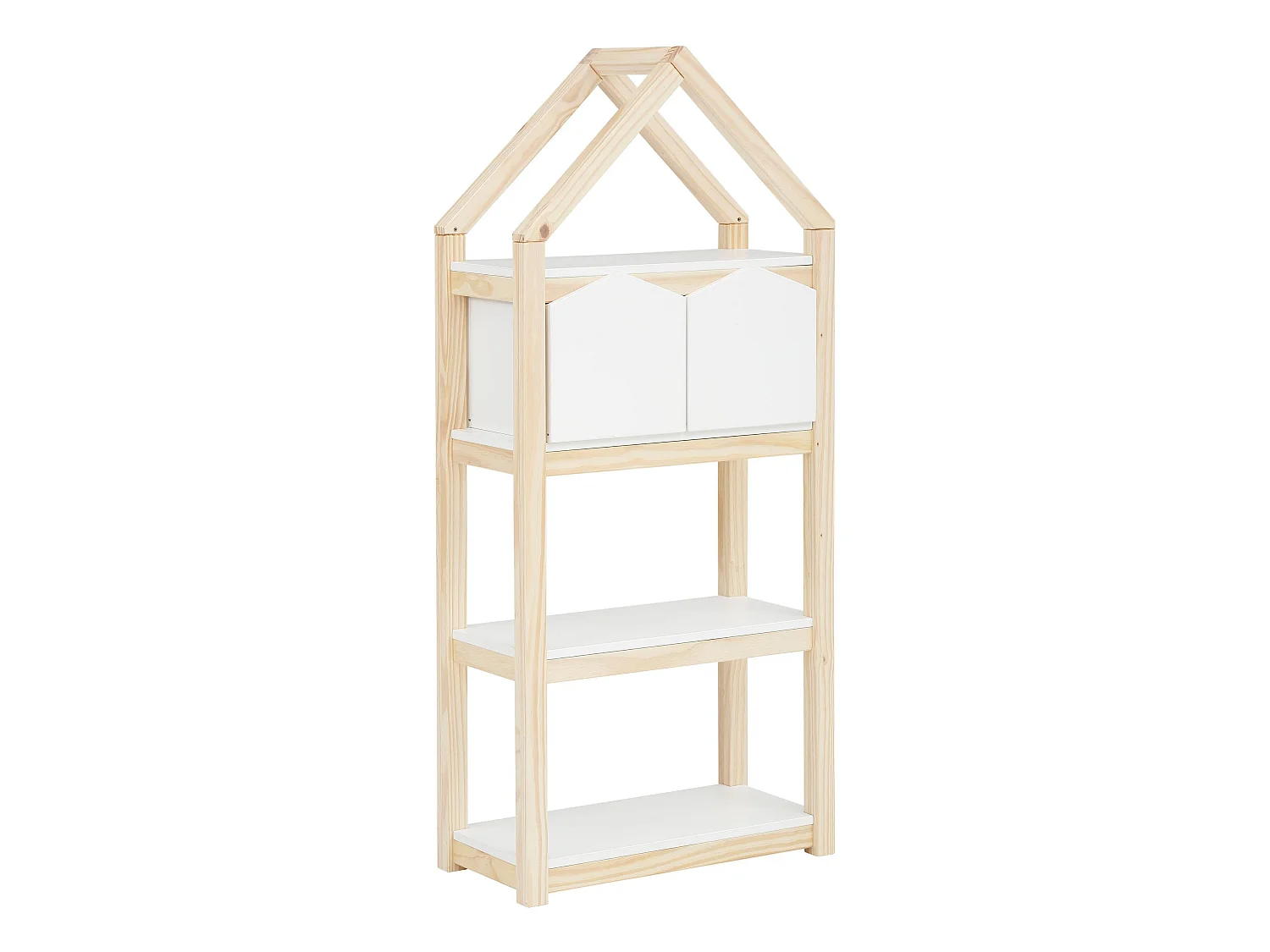 Square Line|Bibliothèque avec 2 paniers Blanc Nature