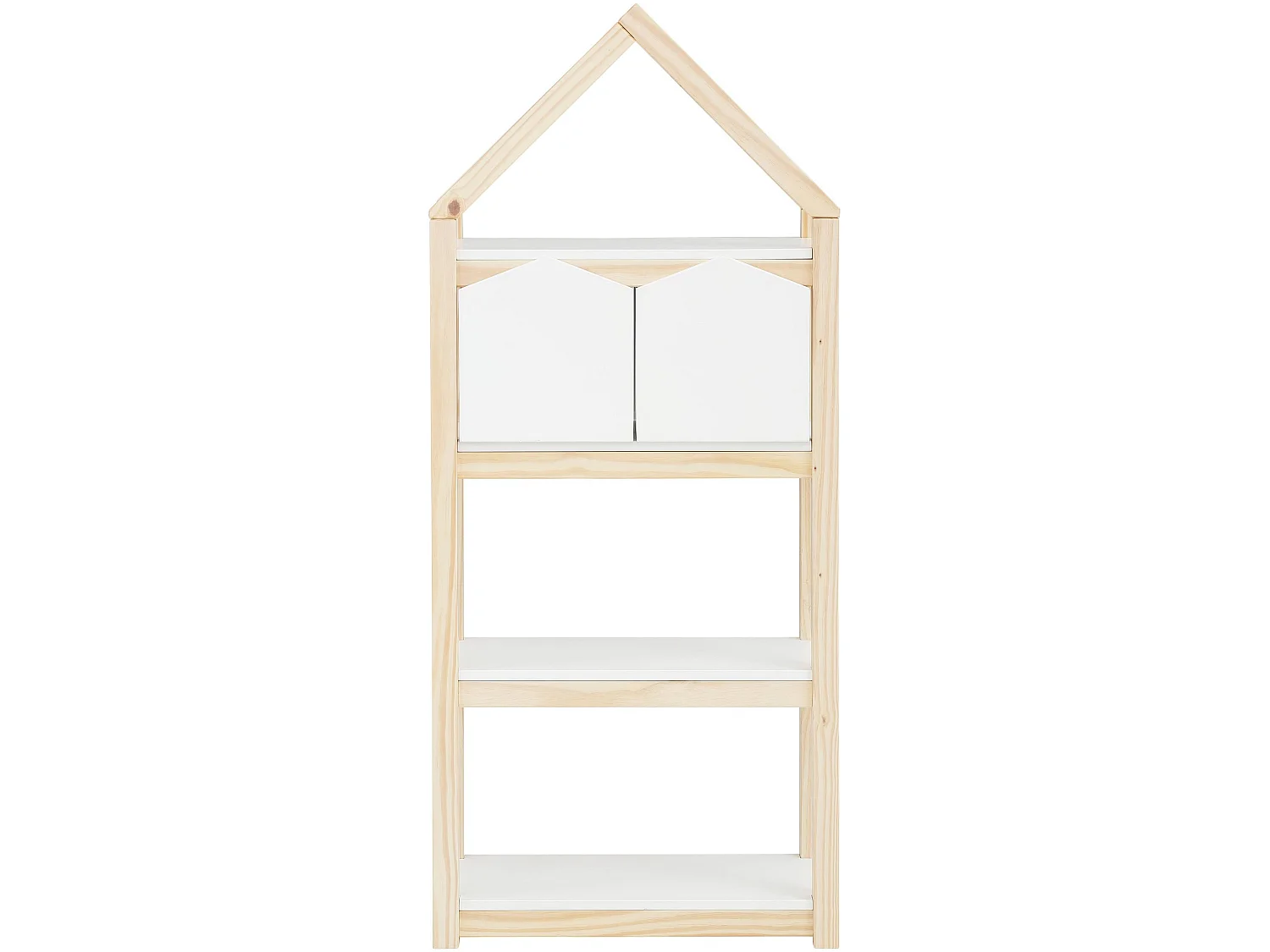 Square Line|Bibliothèque avec 2 paniers Blanc Nature